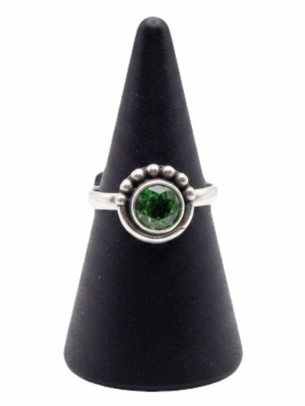 New Artisan Rare Natural Green Grossular Garnet 925 Sterling Silver Round Ring